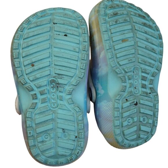 Kids Crocs Fur Lined Slip-On Sandals Size‎ 8 Pastel Tie-Dye Pattern Comfortable - Picture 3 of 4